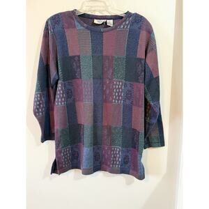 Pasta Sweater Womens M Multicolor Striped Aztec Southwestern Colorful Ramie Knit